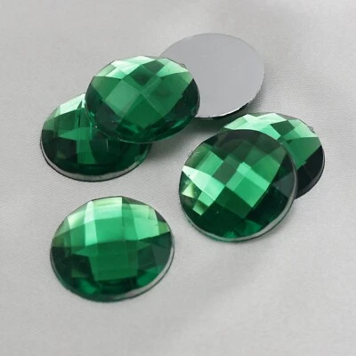 50pcs Green Acrylic Flatback Crystal Rhinestone Round Gem Beads 18mm No Hole - Image 1 of 4