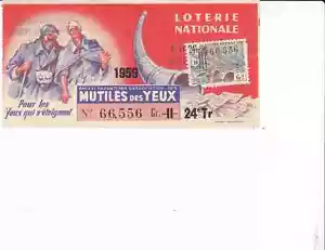 BILLET LOTERIE NATIONALE "MUTILES DES YEUX" 1959 TIMBRE PONT ROYAL - Picture 1 of 1