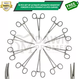 10 Pcs Mosquito Hemostat Locking Forceps 5" Curved & Straight Surgical German GR - Picture 1 of 10