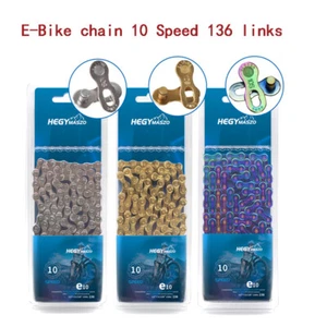 Cadenas de 10 velocidades HEGY E-Bike e10 MTB 136 eslabones bicicleta cadenas eléctricas Fr Shimano - Imagen 1 de 14