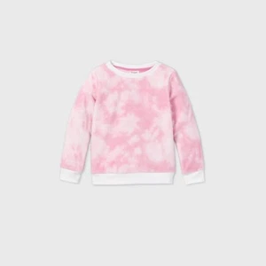 Girls Tie Dye Printed Sherpa Pullover Cat & Jack Light Pink M 7/8 - Picture 1 of 1