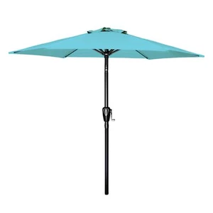 7.5ft Outdoor Table Market Yard Umbrella with Push Button Tilt/Crank Turquoise - Picture 1 of 7
