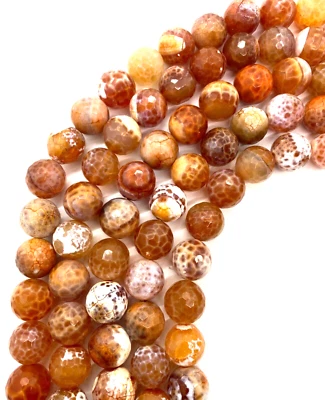Natural Large Orange Fire Agate FACETED ROUND 18mm 15in. Strand - Image 1 of 4