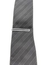 Tie Clip Silver Black Enamel Channel Silver Platting Black Stripe Tie Bar