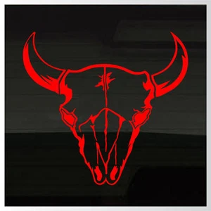 Cow Skull Old-West Cowbows Steers 14" x 13" Outdoor Durable RED Decal Sticker - Picture 1 of 1