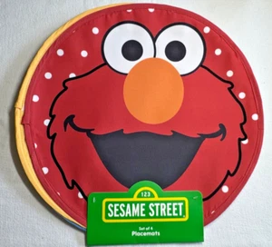 SESAME STREET TOVAGLIETTE ROTONDE (4) ELMO BIG BIRD OSCAR COOKIE MONSTER 15 nuove con scatola - Foto 1 di 5