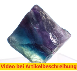 6539 polychromer Fluoritspaltoktaeder ca1,8cm Fluorite Octahedron diamond MOVIE - Bild 1 von 5