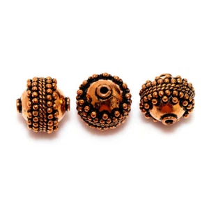 5 PCS 15MM SOLID COPPER BALI BEAD ANTIQUE COPPER 614 - Picture 1 of 1