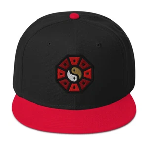 Yin Yang Chinese Wheel Flat Bill Cap Snapback Hat - Picture 1 of 11