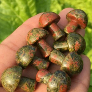 Natural Unakite Stone Quartz Crystal Mushroom Carved Mini Reiki Gem Statue Decor - Picture 1 of 18