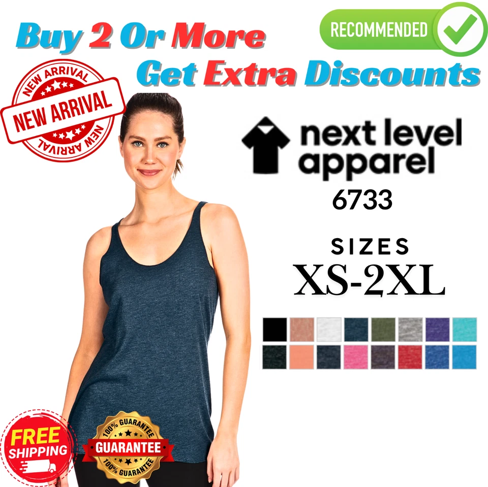 Camiseta sin mangas NL081 Next Level Apparel 6733 para mujer sin mangas triple mezcla espalda deportiva Foto 1 de 1