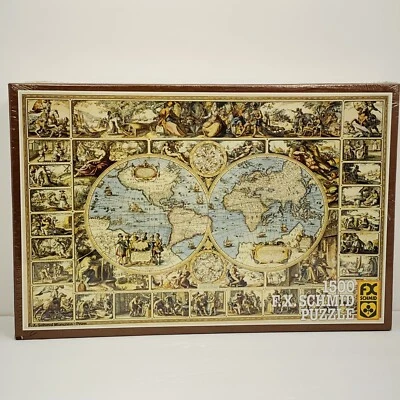 Rompecabezas FX Schmid MAPA DEL MUNDO ANTIGUO 1500 piezas 33 3/4”x 21 1/4” Alemania Occidental Foto 1 de 4