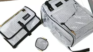 Backpack - 3 piece Black & White Zig Zag Diaper Bag Free Shipping! - Picture 1 of 8