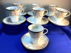 Antique Set 14pc MZ Austria Demitasse Cups /Saucers Bone China Art Deco 235 - Picture 1 of 11