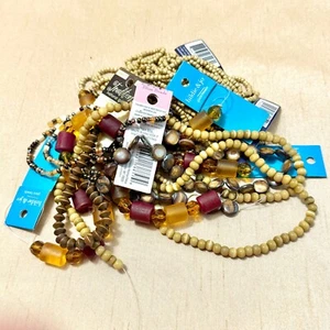 Gold, Red, & Orange Bead Lot of 9 Strands, Glass & Shell, Blue Moon Hildie & Jo - Picture 1 of 14