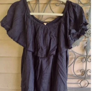 Free People Black Off Shoulder Tunic Top Raw Edges - Picture 1 of 3
