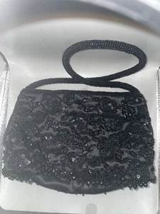 Black Beaded Purse /small/With Zipper - Picture 1 of 13