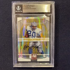 BARRY SANDERS ADRIAN PETERSON 2008 Donruss Elite Passing Torch Auto HOF /25 BGS