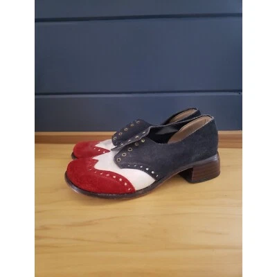 Zapatos de gamuza rojos, blancos y azules años 60/70 Foto 1 de 4