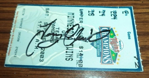 Minnesota Twins Signed Autographed Tony Oliva Game Used Ticket Stub Cover