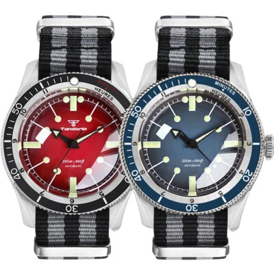 Reloj 40mm 200M Para Hombre Japón NH35 PT5000 Automático Doble Arco Zafiro Azul Rojo Foto 1 de 4