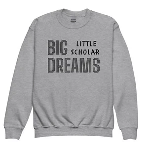 Kids Youth crewneck sweatshirt Grey, White Inspirational Sweater - Picture 1 of 3