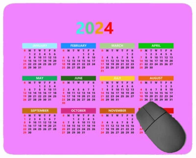 Calendar 2024 Year Mouse Pad,solid Color Mouse Pad with Stitched Edge - Image 1 of 4