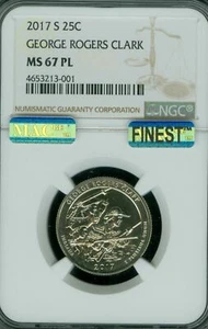 2017 S GEORGE ROGERS CLARK QUARTER NGC MS67 PL PQ MAC FINEST MAC SPOTLESS * - Picture 1 of 2