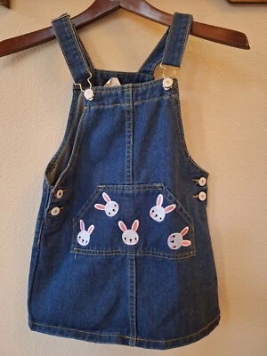 Vestido vaquero bordado conejitos niñas talla L 5/6 Foto 1 de 4