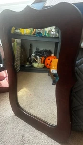 Vintage Arched Sculptural Wood Frame Mirror Wall Mirror Hand Made 23”x13” - Picture 1 of 5