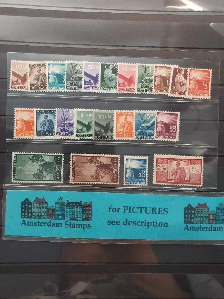 Itália 1945 Definitivos democracia muito bom estado, sem marca de charneira, bom conjunto Alto Valor CAT TOP! - Imagem 1 de 1