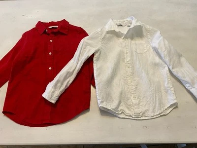 Janie And Jack 100% Linen Long Sleeve Button Down Shirt Boys Size 5 Lot Of 2 - Image 1 of 4