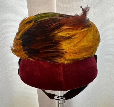 老式20世纪40年代纽约创作联盟标签野鸡羽毛药盒帽子 — 第 1/4 张图片