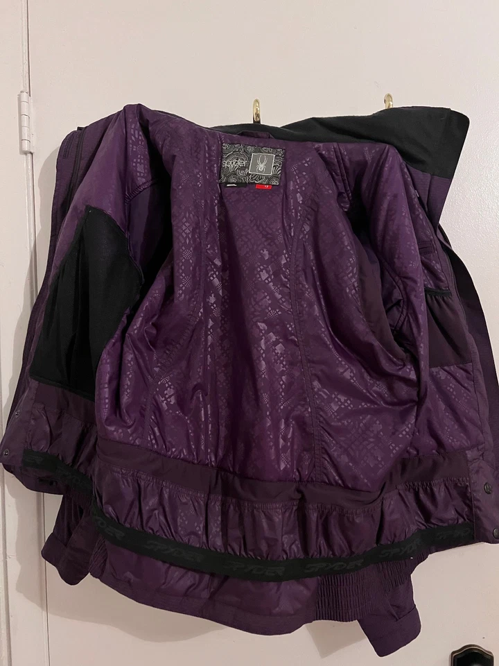 Chaqueta de esquí/snowboard Spyder púrpura para mujer, aislante, impermeable, Hoo extraíble Foto 1 de 4