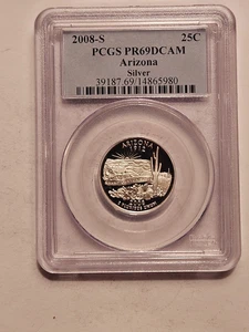 2008 S Arizona Quarter Silver Proof PCGS PR69 DCAM PF 69 State 25 cents - Picture 1 of 9