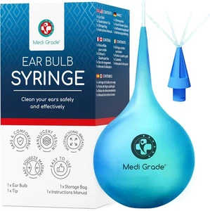 Medi Grade Ear Bulb Syringe - Effective Wax Removal Tool with Add-on... - Picture 1 of 9