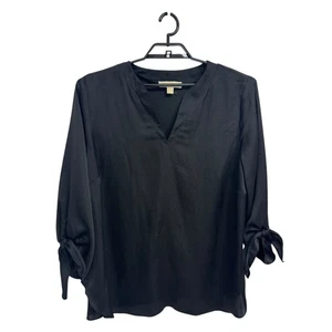 MICHAEL MICHAEL KORS Damen Bluse Schwarz V-Ausschnitt 3/4 Arm Übergröße 2X - Bild 1 von 8