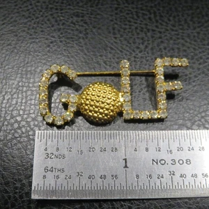 Golf custom rhinestone pin Swarovski crystals vintage gold finish USA - Picture 1 of 6