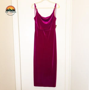 NWT Taylor Maxi Dress Berry Velvet Cowl Neck Side Slit Back Zip Women's Size 8 - Picture 1 of 12