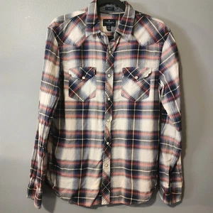 American Eagle Pearl Snap Top Women's Medium Slim Fit 100% Cotton M - Picture 1 of 8