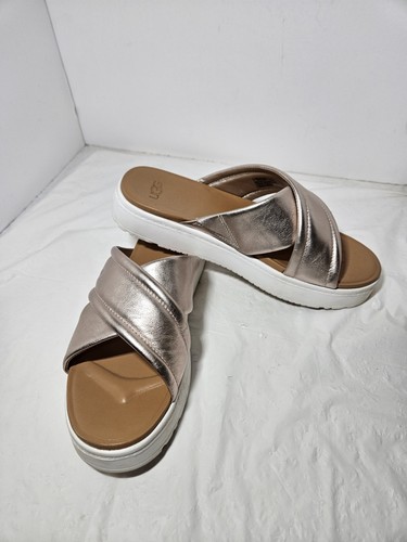 Ugg Zayne sandali con plateau incrociati donna taglia 9 5 rosa metallizzato