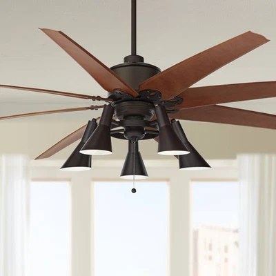 72" Farmhouse Indoor Ceiling Fan with LED Light Remote Bronze Living Room House - Image 1 of 4