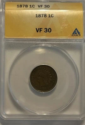1878 Indian Head Cent 1C - ANACS VF 30 - Image 1 of 2