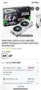 ASUS NVIDIA GeForce GTX 1060 Graphics Card GDDR5 3GB, Open Box - Picture 1 of 6