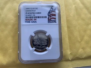 1999-S Proof State Quarter, W. Connecticut, PF69 Ultra Cameo NGC, Flag Lable - Picture 1 of 4