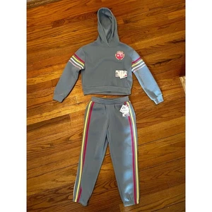 Olivia Kay Mädchen blau Blumen Hoodie & Jogginghose Set Gr. M Freizeit Outfit - Bild 1 von 7