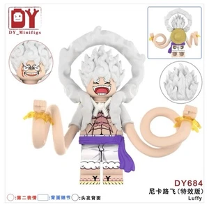 2 inch Custom One Piece Nika Luffy Minifigure with 2 blue lightning bolts - Picture 1 of 2