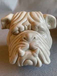 Bulldog Head Bookend Statue Ceramic - Picture 1 of 8