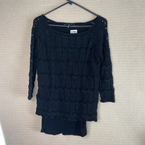 Grande chemise noire doublée dentelle manches 3/4 femme White House Black Market - Photo 1/9