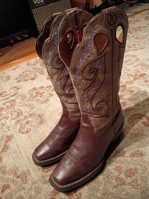TONY LAMA 3R ASENA BROWN LEATHER EMBROIDERED COWGIRL BOOTS #RR2016L WOMEN'S 7B - Image 1 of 4
